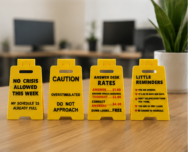 Caution Overstimulated Desk Signs — The Ultimate Office Humor Gift